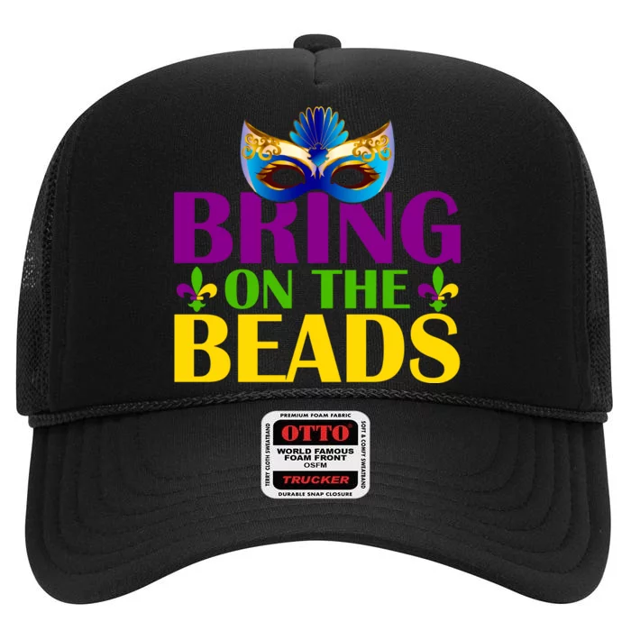 Bring On The Beads Mardi Gras High Crown Mesh Trucker Hat