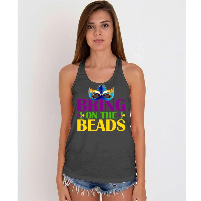 Bring On The Beads Mardi Gras Women's Knotted Racerback Tank