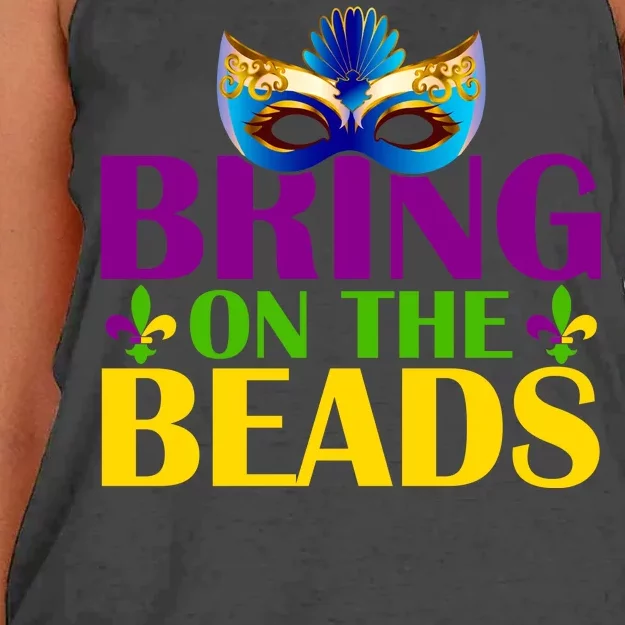 Bring On The Beads Mardi Gras Women's Knotted Racerback Tank