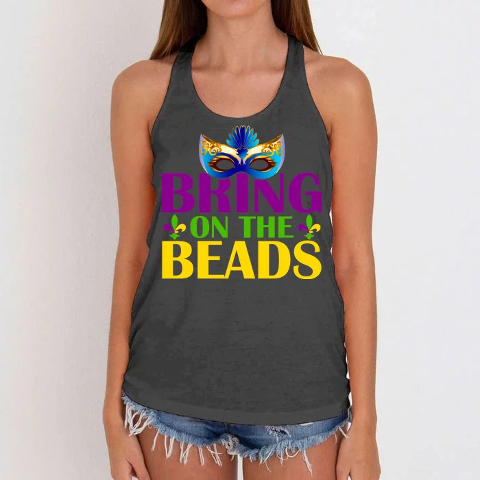 Bring On The Beads Mardi Gras Women's Knotted Racerback Tank