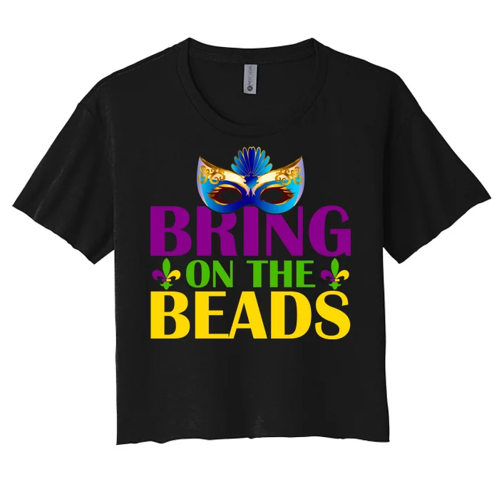 Bring On The Beads Mardi Gras Women's Crop Top Tee