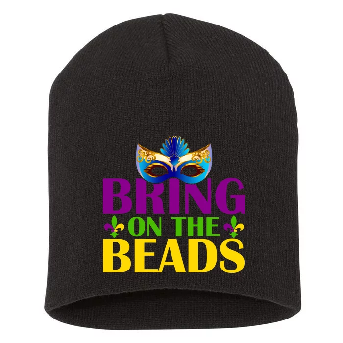 Bring On The Beads Mardi Gras Short Acrylic Beanie