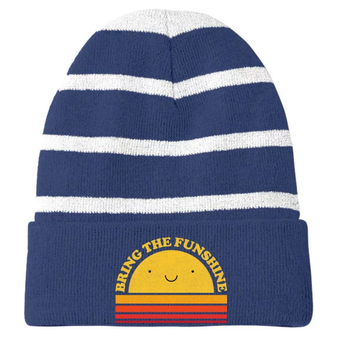 Bring On The Funshine Striped Beanie with Solid Band