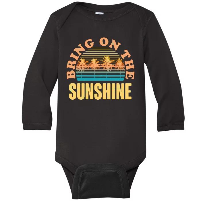 Bring On The Sunshine Tropical Palm Trees Baby Long Sleeve Bodysuit