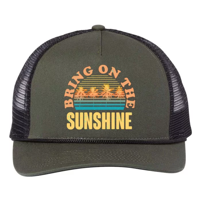 Bring On The Sunshine Tropical Palm Trees Retro Rope Trucker Hat Cap