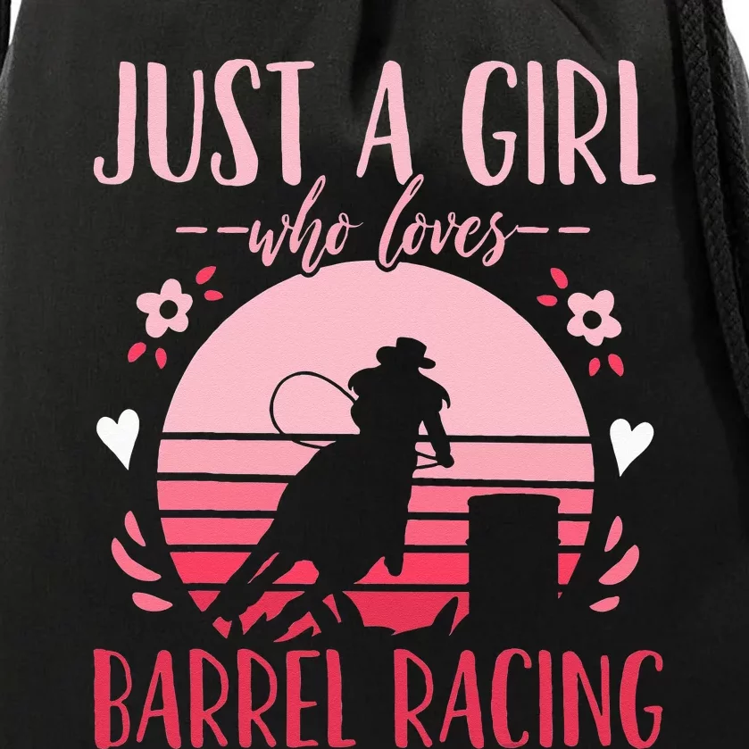 Barrel Racing Just a Who Loves Barrel Racing Retro Drawstring Bag