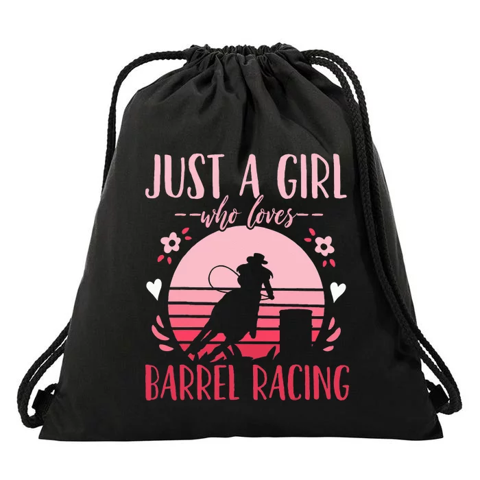 Barrel Racing Just a Who Loves Barrel Racing Retro Drawstring Bag