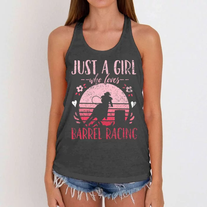 Barrel Racer Just a Who Loves Barrel Racing Vintage Women's Knotted Racerback Tank