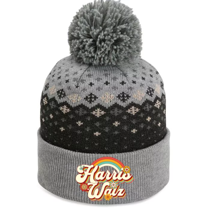 Boho Rainbow Kamala Harris Tim Walz Waltz The Baniff Cuffed Pom Beanie