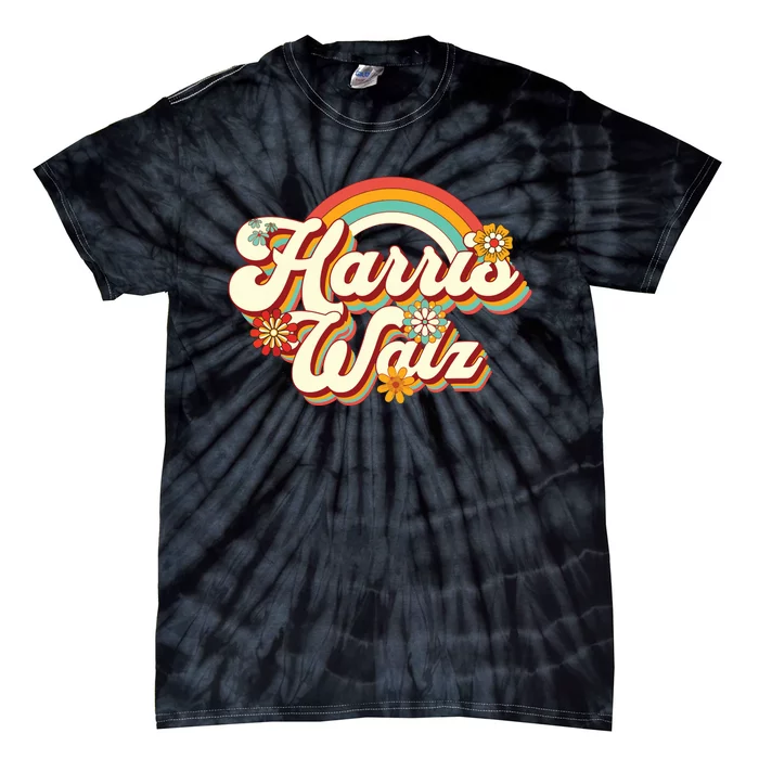 Boho Rainbow Kamala Harris Tim Walz Waltz Tie-Dye T-Shirt