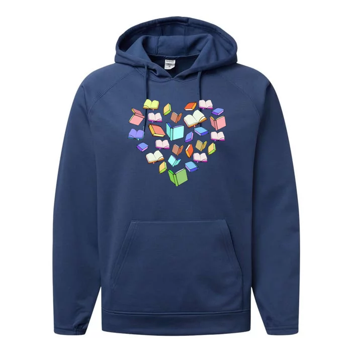 Book Reading Lover Heart Librarian Bookworm Funny Gift Performance Fleece Hoodie