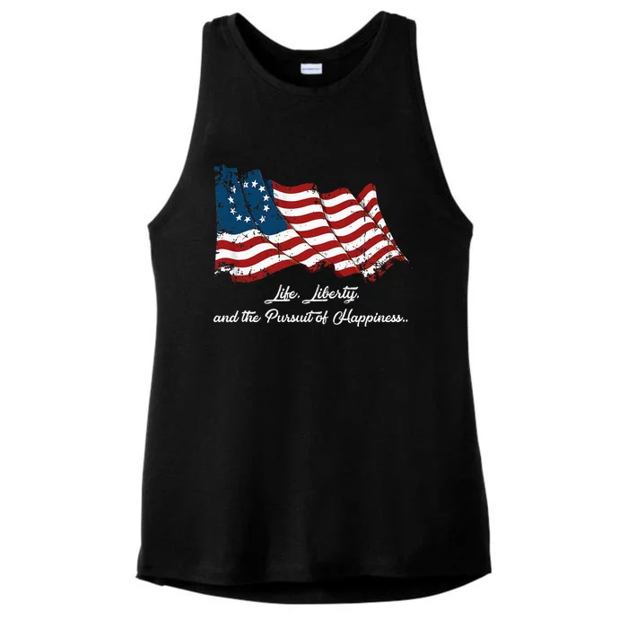 Betsy Ross Life Liberty And The Pursuit Of Happiness Ladies Tri-Blend Wicking Tank