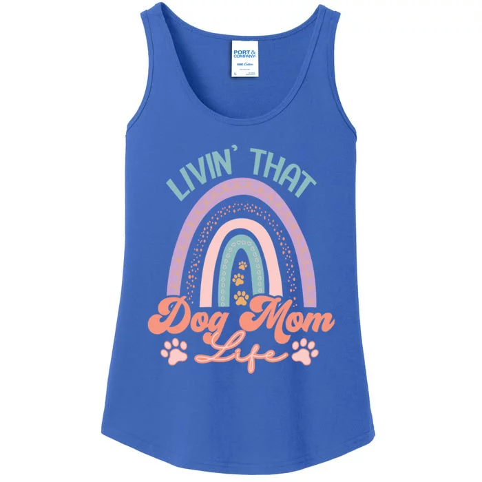 Boho Rainbow Livin That Dog Mom Life Gift Ladies Essential Tank