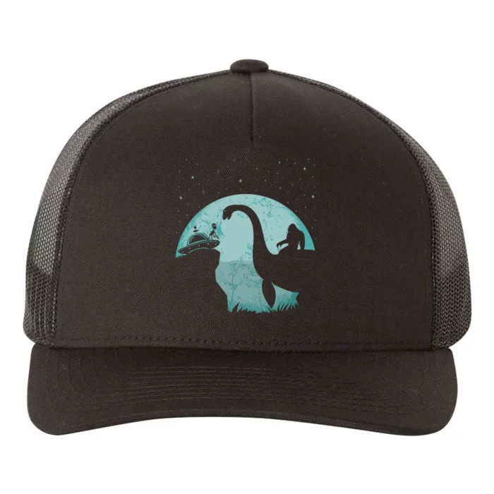 Bigfoot Riding Loch Ness Monster Sasquatch Ufo Abduction Yupoong Adult 5-Panel Trucker Hat