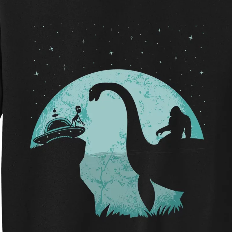 Bigfoot Riding Loch Ness Monster Sasquatch Ufo Abduction Sweatshirt