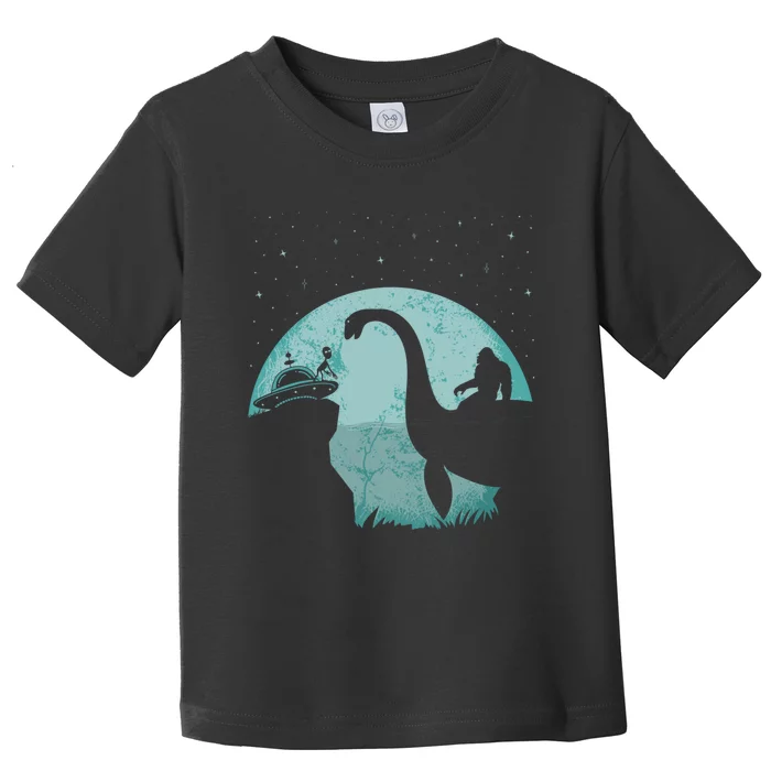 Bigfoot Riding Loch Ness Monster Sasquatch Ufo Abduction Toddler T-Shirt