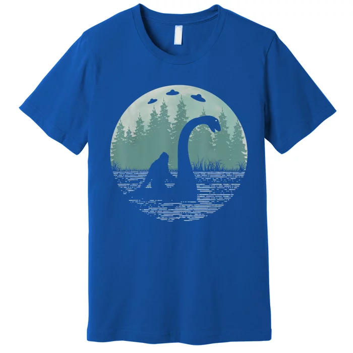 Bigfoot Riding Loch Ness Monster Nessie Funny Sasquatch Ufo Premium T ...