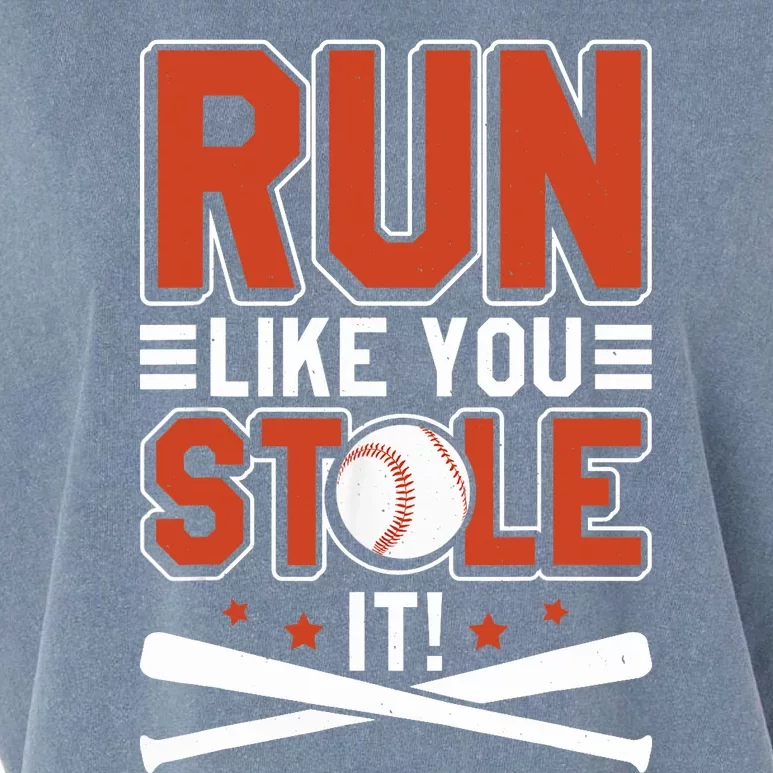 Baseball Run Like You Stole It Funny Baseball Player Garment-Dyed Women's Muscle Tee