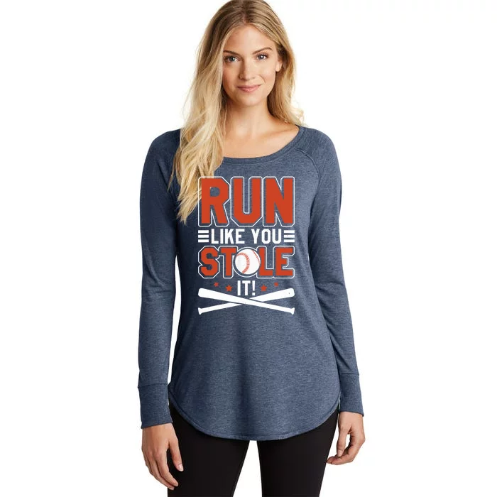 Baseball Run Like You Stole It Funny Baseball Player Women's Perfect Tri Tunic Long Sleeve Shirt