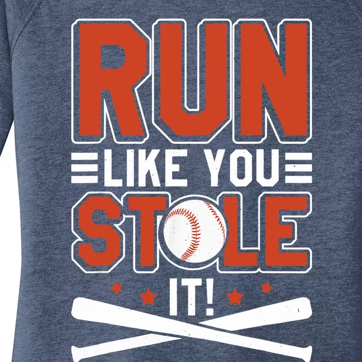 Baseball Run Like You Stole It Funny Baseball Player Women's Perfect Tri Tunic Long Sleeve Shirt