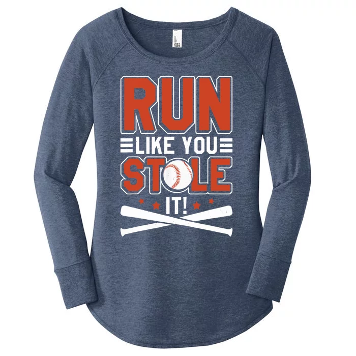 Baseball Run Like You Stole It Funny Baseball Player Women's Perfect Tri Tunic Long Sleeve Shirt