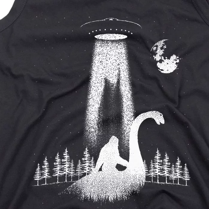 Bigfoot Riding Loch Ness Monster Nessie Funny Sasquatch Ufo Tank Top