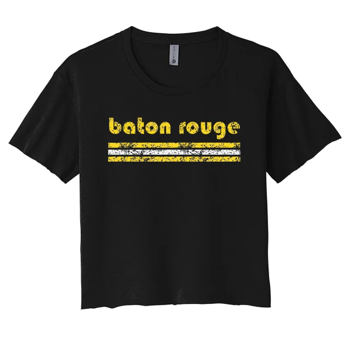 Baton Rouge Louisiana Retro Vintage Weathered Throwback Women's Crop Top Tee