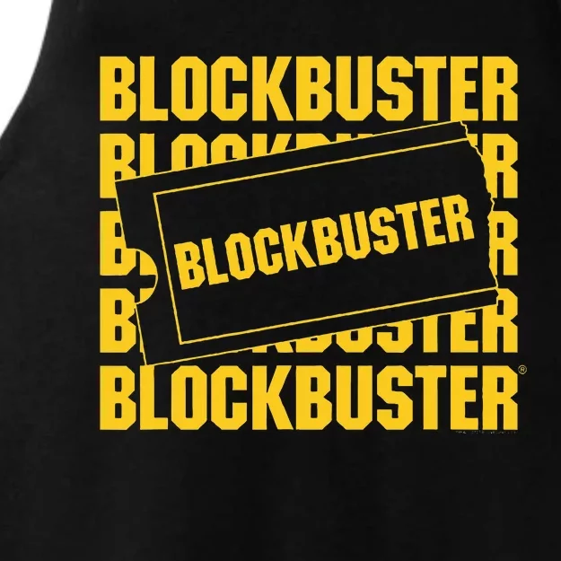 Blockbuster Repeating Logo With Ticket Ladies Tri-Blend Wicking Tank