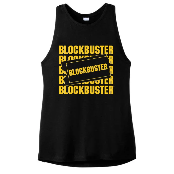 Blockbuster Repeating Logo With Ticket Ladies Tri-Blend Wicking Tank