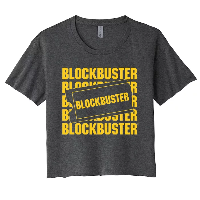 Blockbuster Repeating Logo With Ticket Women's Crop Top Tee