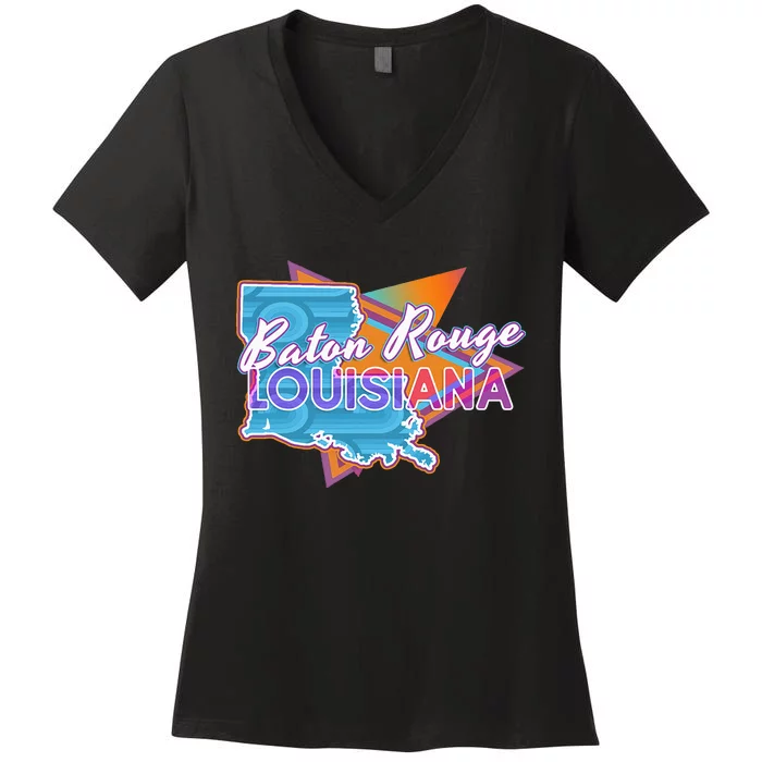 Baton Rouge Louisiana Vintage Retro Throwback Women's V-Neck T-Shirt