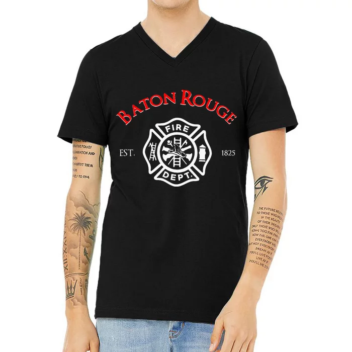 Baton Rouge Louisiana Fire Rescue Department Firefighters V-Neck T-Shirt