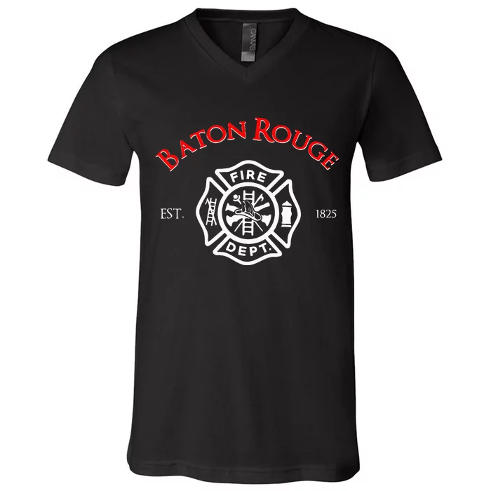 Baton Rouge Louisiana Fire Rescue Department Firefighters V-Neck T-Shirt