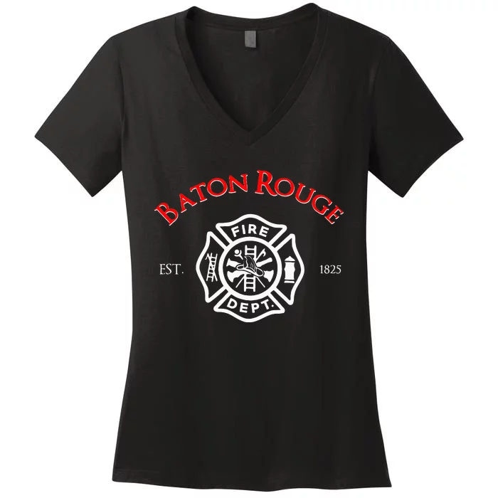 Baton Rouge Louisiana Fire Rescue Department Firefighters Women's V-Neck T-Shirt