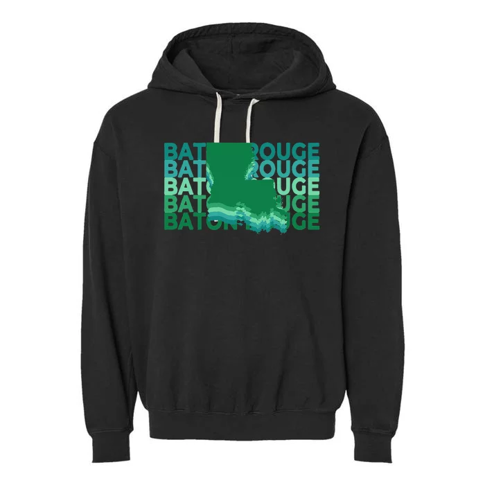 Baton Rouge Louisiana Green Repeat La City Garment-Dyed Fleece Hoodie