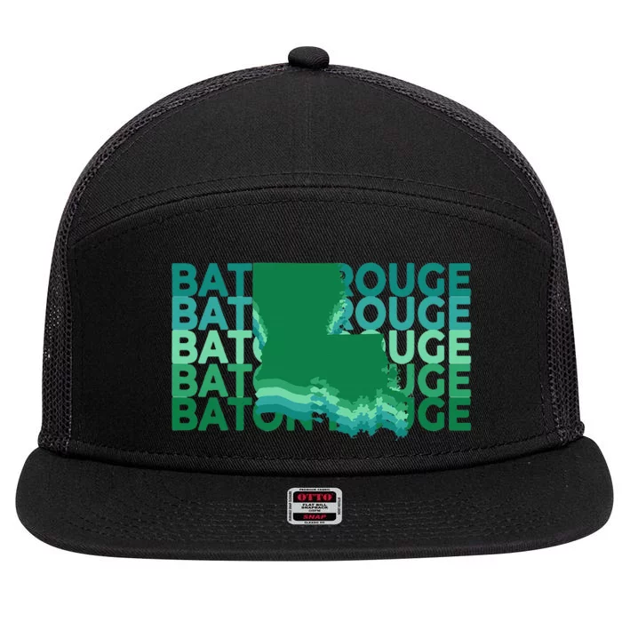 Baton Rouge Louisiana Green Repeat La City 7 Panel Mesh Trucker Snapback Hat