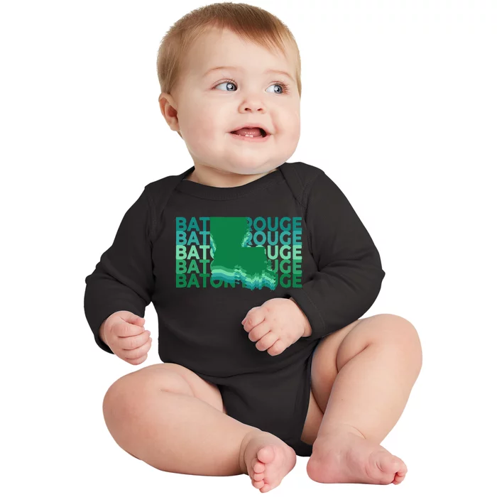 Baton Rouge Louisiana Green Repeat La City Baby Long Sleeve Bodysuit