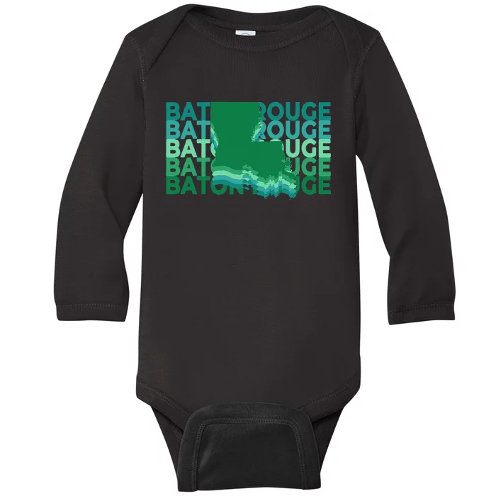 Baton Rouge Louisiana Green Repeat La City Baby Long Sleeve Bodysuit