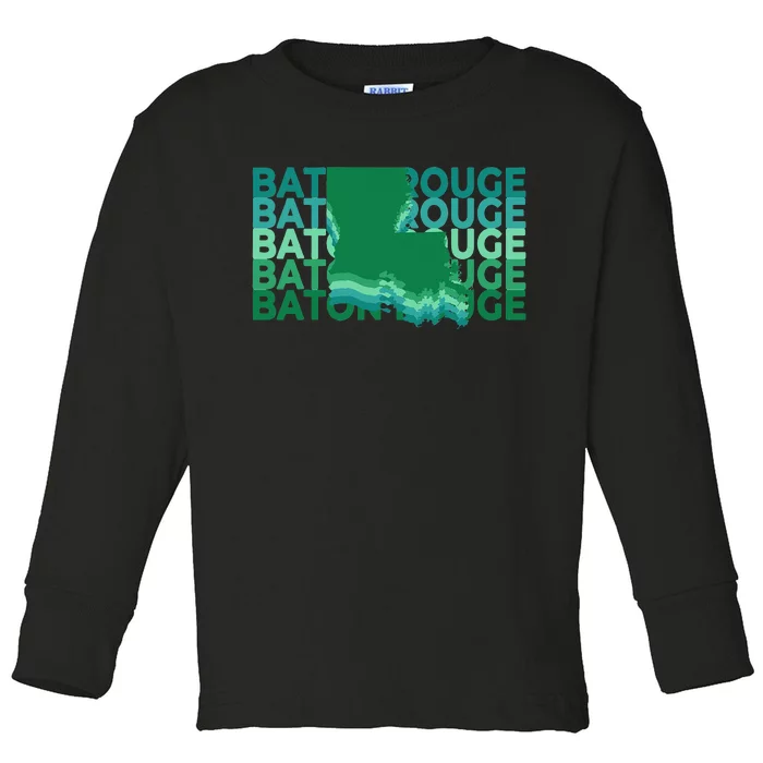 Baton Rouge Louisiana Green Repeat La City Toddler Long Sleeve Shirt