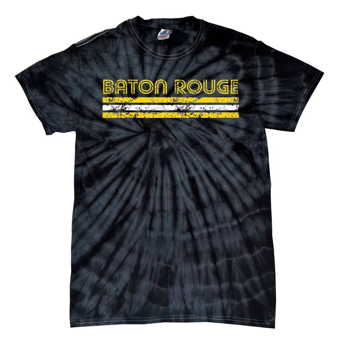 Baton Rouge Louisiana Retro Vintage Curve Tie-Dye T-Shirt