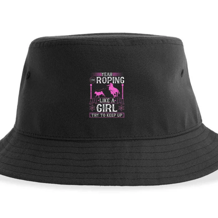 Breakaway Roping Like A Girl Cowgirl Rodeo Calf Roping Sustainable Bucket Hat