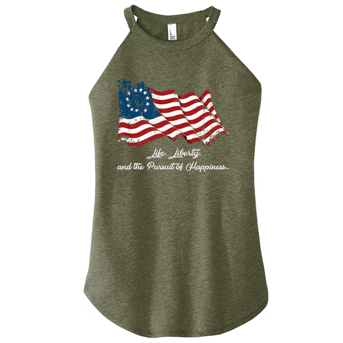 Betsy Ross Life Liberty And The Pursuit Of Happiness Flag Women’s Perfect Tri Rocker Tank