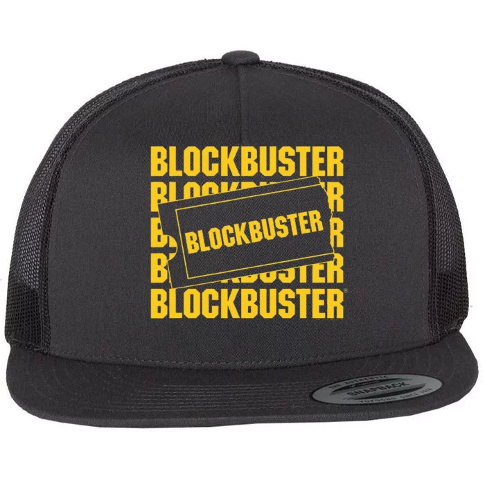 Blockbuster Repeating Logo With Ticket Flat Bill Trucker Hat