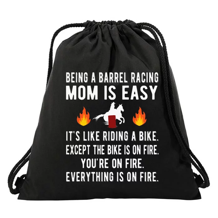 Barrel Racing Mom Funny Barrel Racing Mother Drawstring Bag