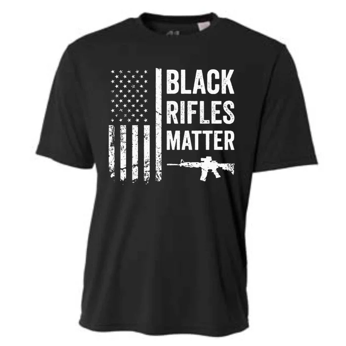 Black Rifles Matter Funny Pro Gun Rights American Flag Cooling Performance Crew T-Shirt