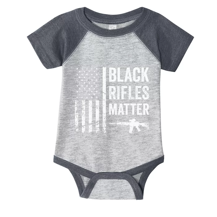 Black Rifles Matter Funny Pro Gun Rights American Flag Infant Baby Jersey Bodysuit