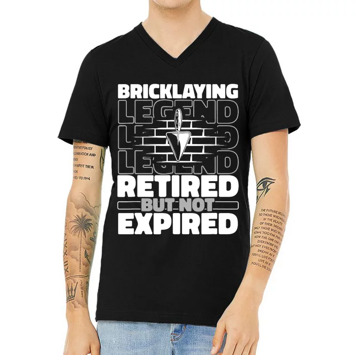 Brickie Retiree Mason Masonry Brick Cement Block Bricklayer V-Neck T-Shirt