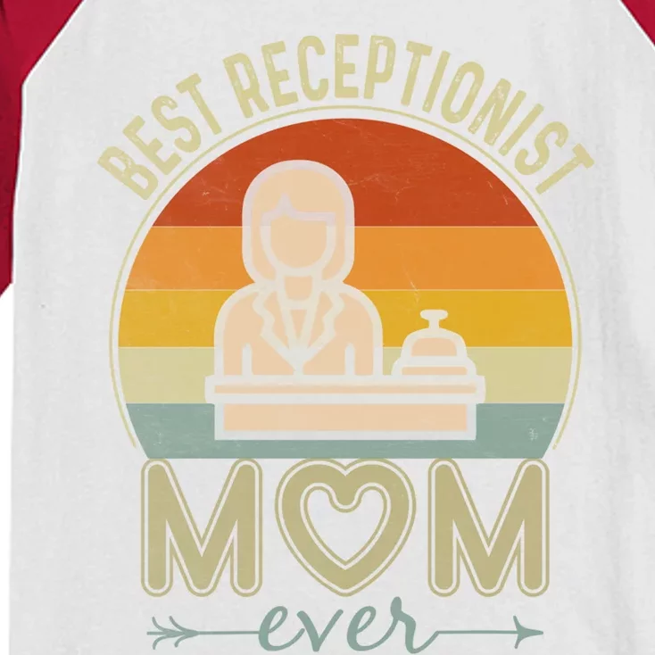 Best Receptionist Mom Ever Retro Design Mom Mother's Day Gift Kids Colorblock Raglan Jersey