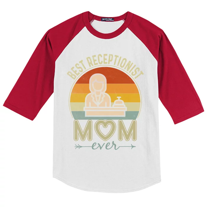 Best Receptionist Mom Ever Retro Design Mom Mother's Day Gift Kids Colorblock Raglan Jersey