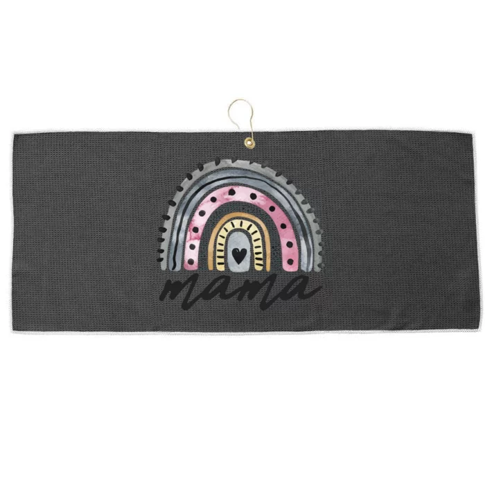 Boho Rainbow Mama Watercolor New Mom Large Microfiber Waffle Golf Towel